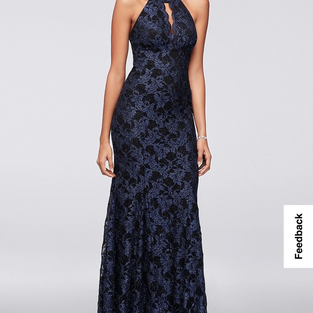 Contrast Glitter Lace Mermaid Gown